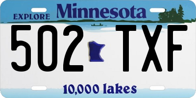 MN license plate 502TXF