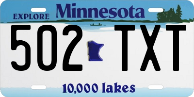 MN license plate 502TXT