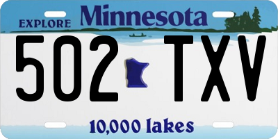 MN license plate 502TXV