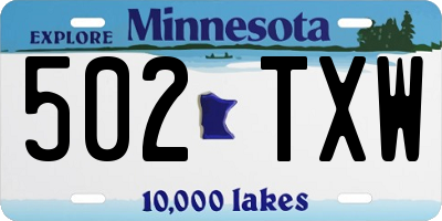 MN license plate 502TXW