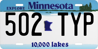 MN license plate 502TYP