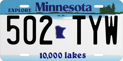 MN license plate 502TYW