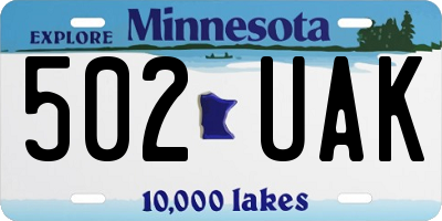 MN license plate 502UAK