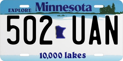 MN license plate 502UAN