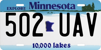 MN license plate 502UAV