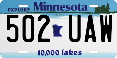 MN license plate 502UAW