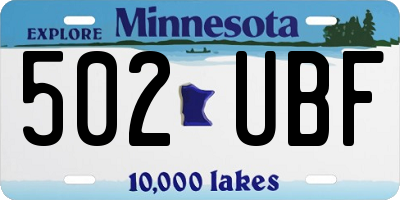 MN license plate 502UBF
