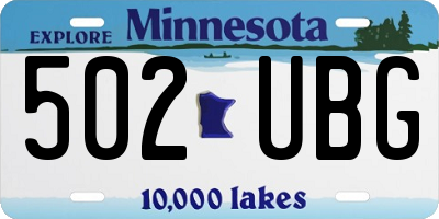 MN license plate 502UBG