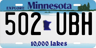MN license plate 502UBH