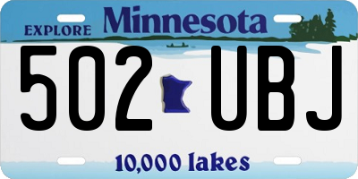 MN license plate 502UBJ