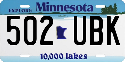 MN license plate 502UBK