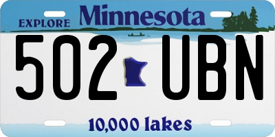 MN license plate 502UBN