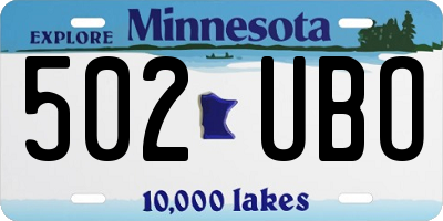 MN license plate 502UBO