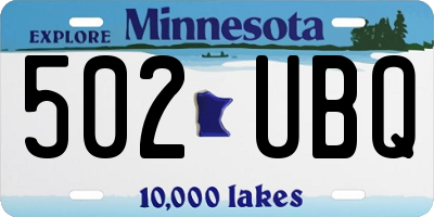 MN license plate 502UBQ