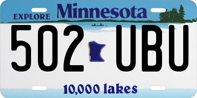 MN license plate 502UBU