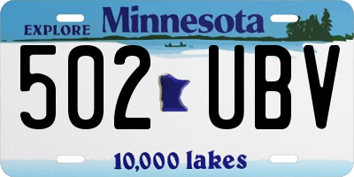MN license plate 502UBV