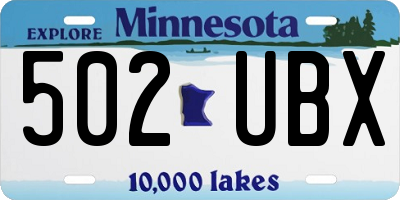 MN license plate 502UBX