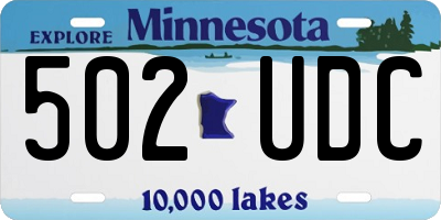 MN license plate 502UDC