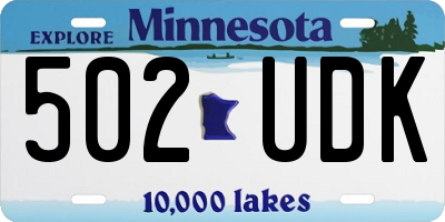 MN license plate 502UDK