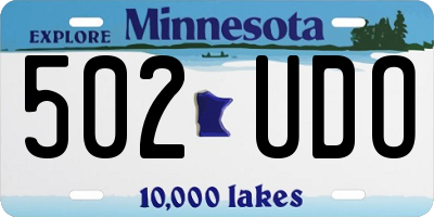 MN license plate 502UDO