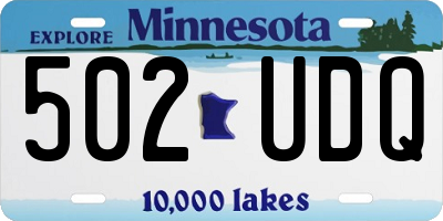 MN license plate 502UDQ