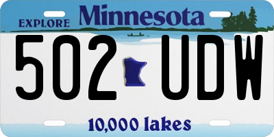 MN license plate 502UDW