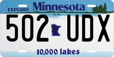 MN license plate 502UDX