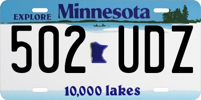 MN license plate 502UDZ