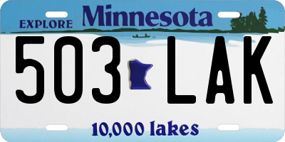 MN license plate 503LAK