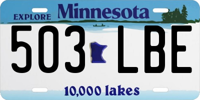MN license plate 503LBE