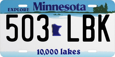 MN license plate 503LBK