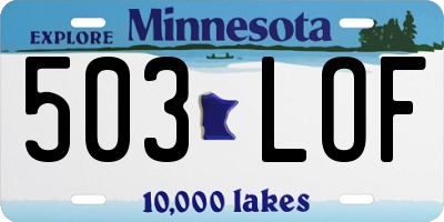MN license plate 503LOF