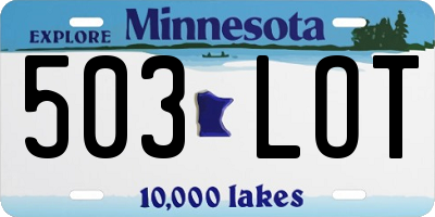 MN license plate 503LOT