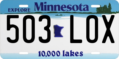 MN license plate 503LOX