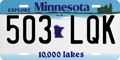 MN license plate 503LQK