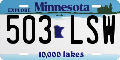 MN license plate 503LSW