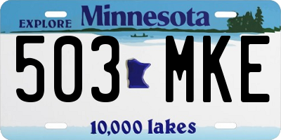 MN license plate 503MKE