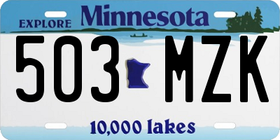 MN license plate 503MZK