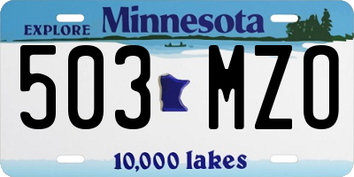MN license plate 503MZO