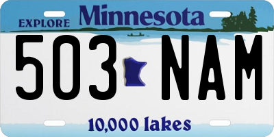 MN license plate 503NAM
