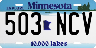 MN license plate 503NCV