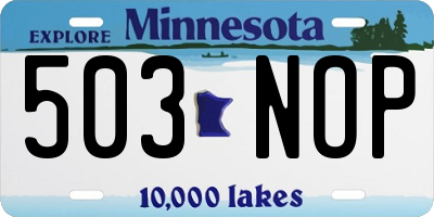 MN license plate 503NOP
