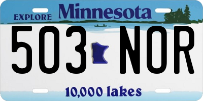 MN license plate 503NOR