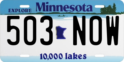 MN license plate 503NOW