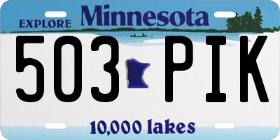 MN license plate 503PIK