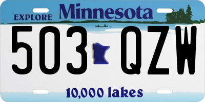 MN license plate 503QZW