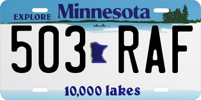 MN license plate 503RAF