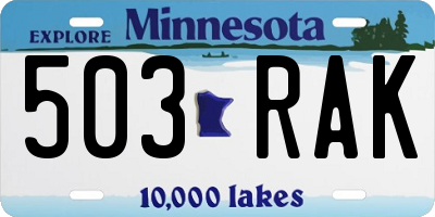 MN license plate 503RAK