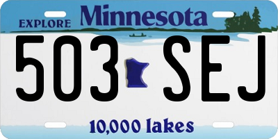 MN license plate 503SEJ