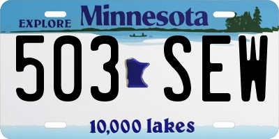 MN license plate 503SEW